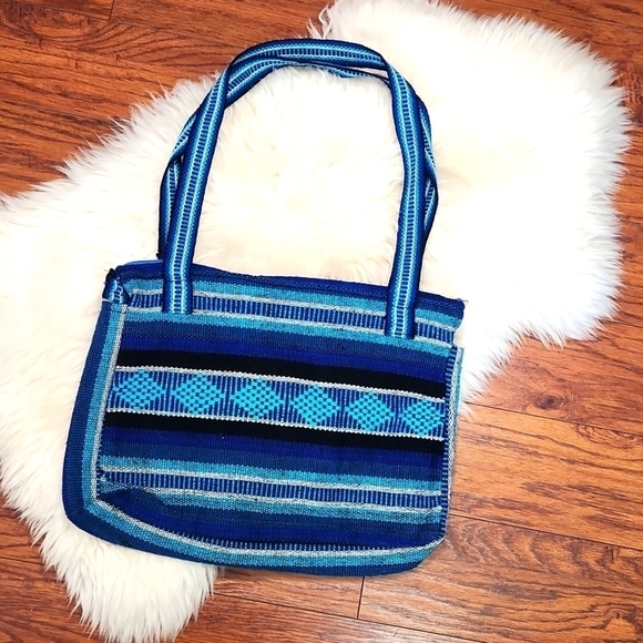 Pinzon Boho Mexican Handmade Blue Shoulder bag - Picture 2 of 4